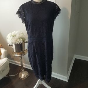 H&M navy lace dress size L NWT